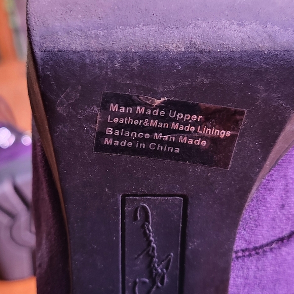 Velvet Platform Ankle Boots - Purple 6.5 Lace Up Bootie - Picture 10 of 11